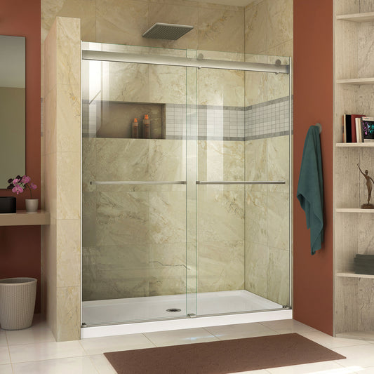 Essence 44-48 in. W x 76 in. H Frameless Bypass Shower Door in Brushed Nickel