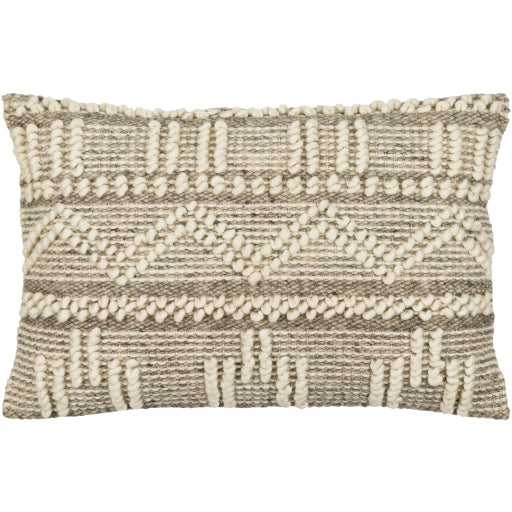 Surya Faroe Beige Pillow Shell With Down Insert 14"H X 22"W