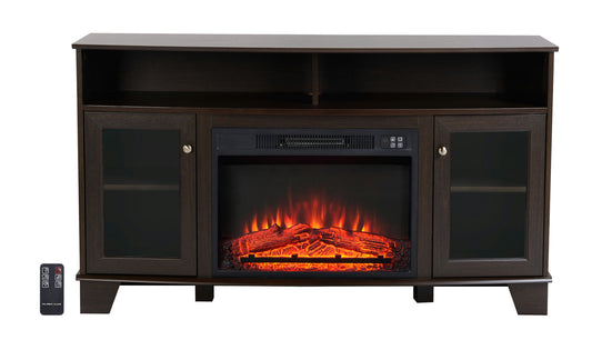 Wilson Oak Finish TV Stand With Electric Fireplace