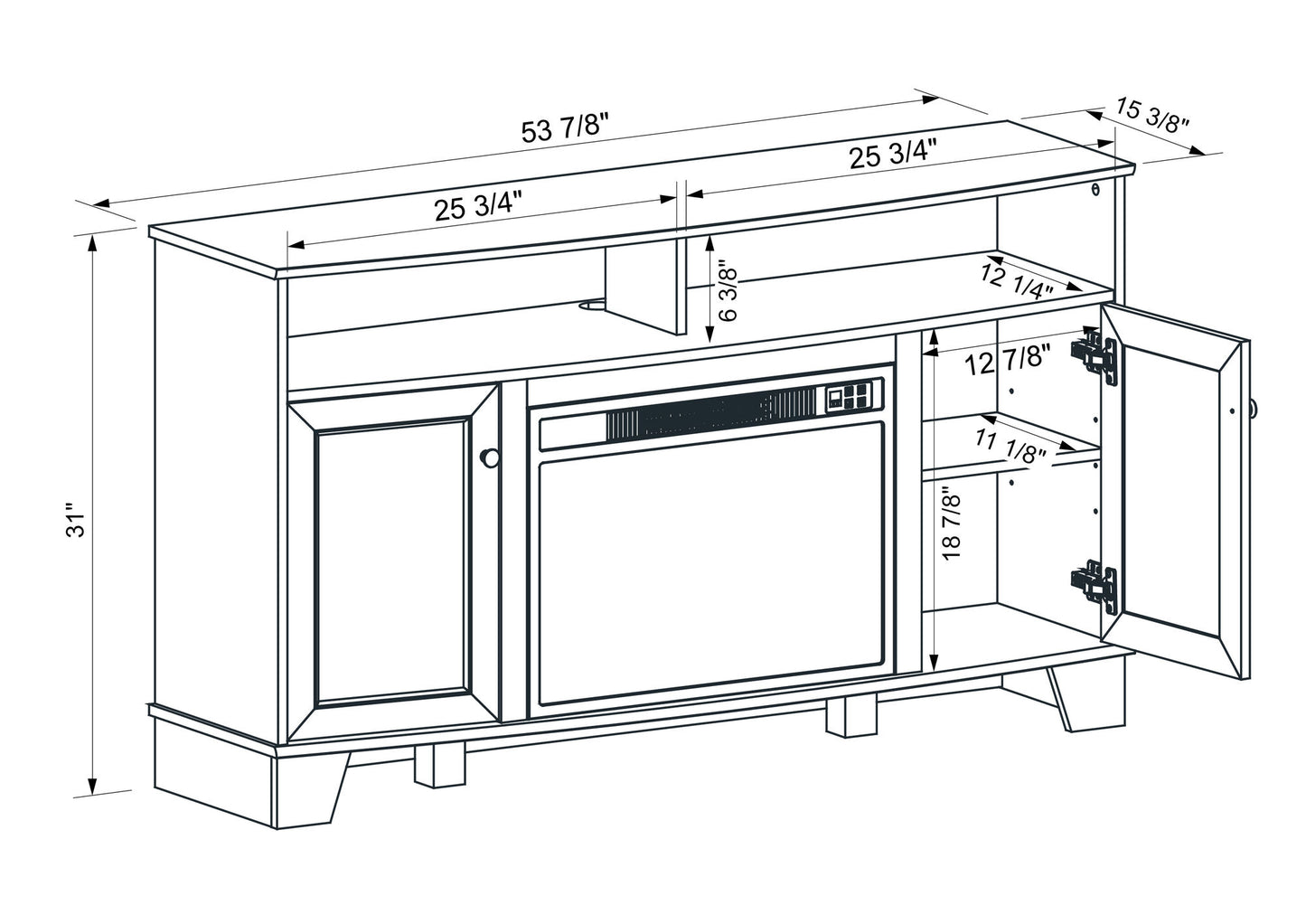 Wilson Oak Finish TV Stand With Electric Fireplace