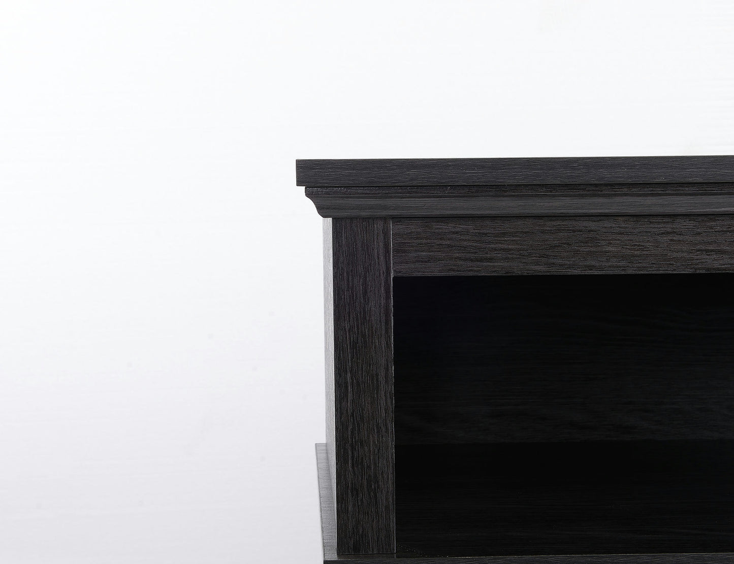 Rustic Dark Wood TV Stand With Fireplace