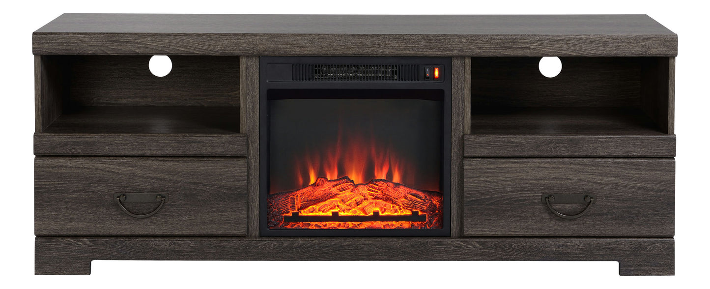 Weathered Oak TV Stand with Fireplace