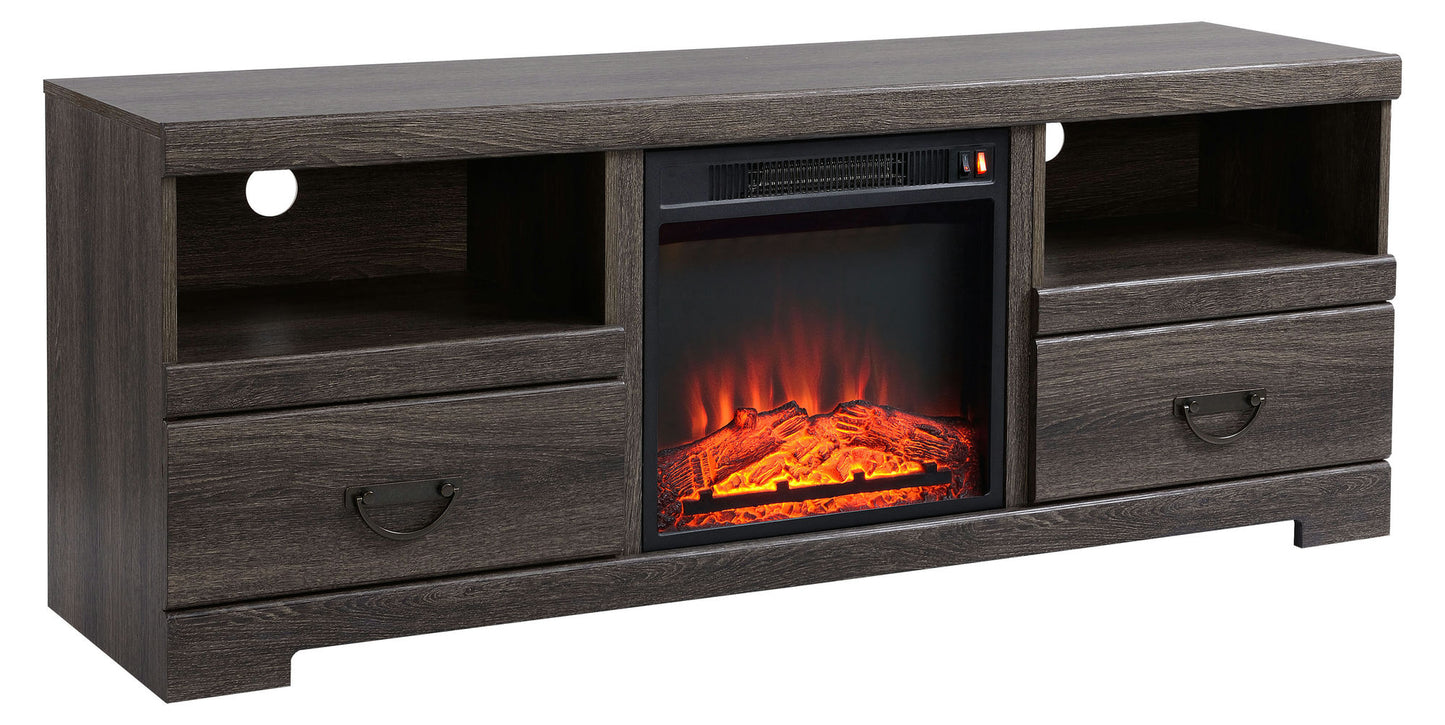 Weathered Oak TV Stand with Fireplace