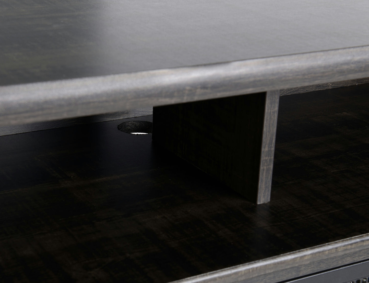 Rustic Dark Brown Wood TV Stand With Fireplace