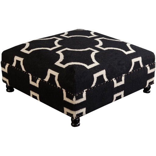 Surya Fallon Black Ottoman 16"H X 32"W X 32"D