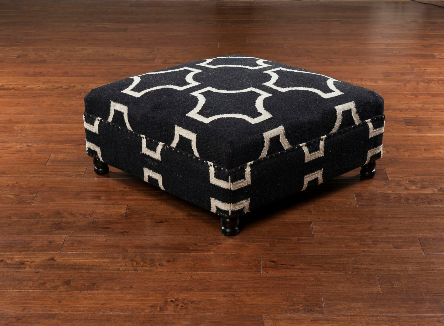 Surya Fallon Black Ottoman 16"H X 32"W X 32"D