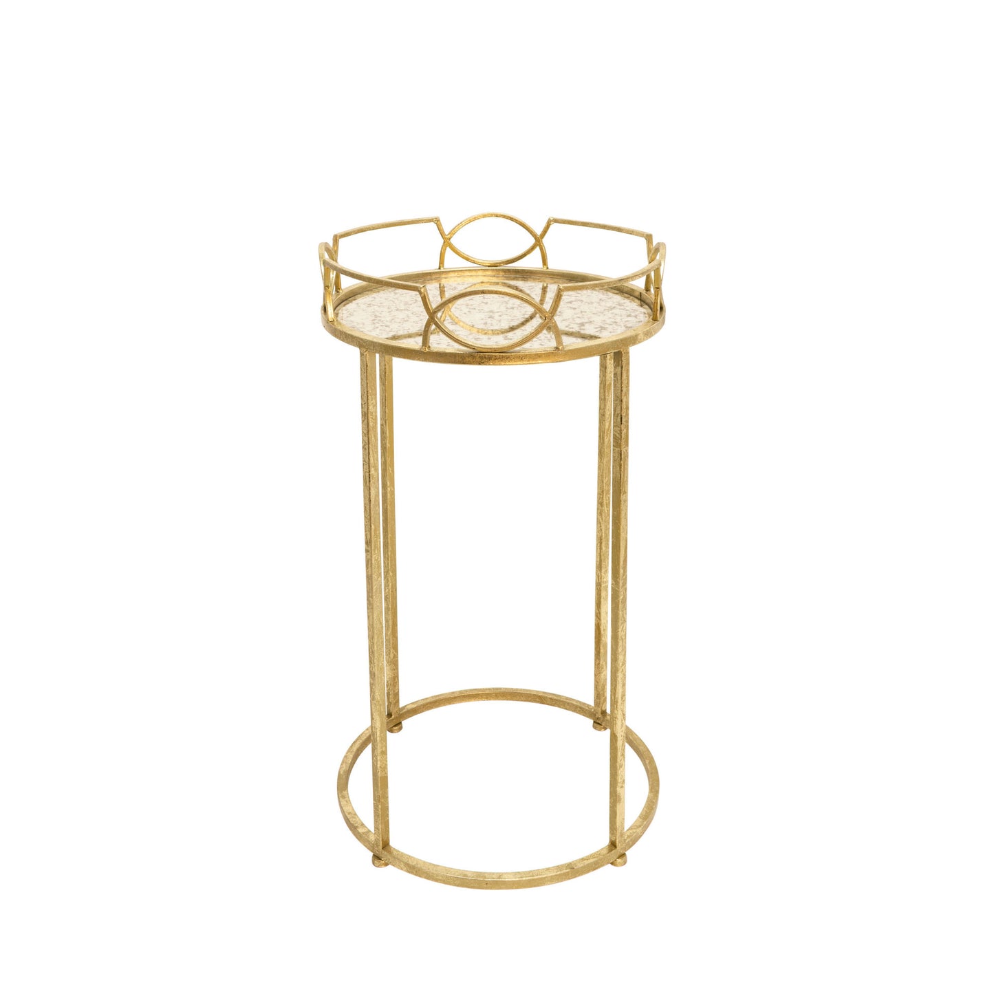 S/3 Gold Accent Tables, Aged Mirror Top
