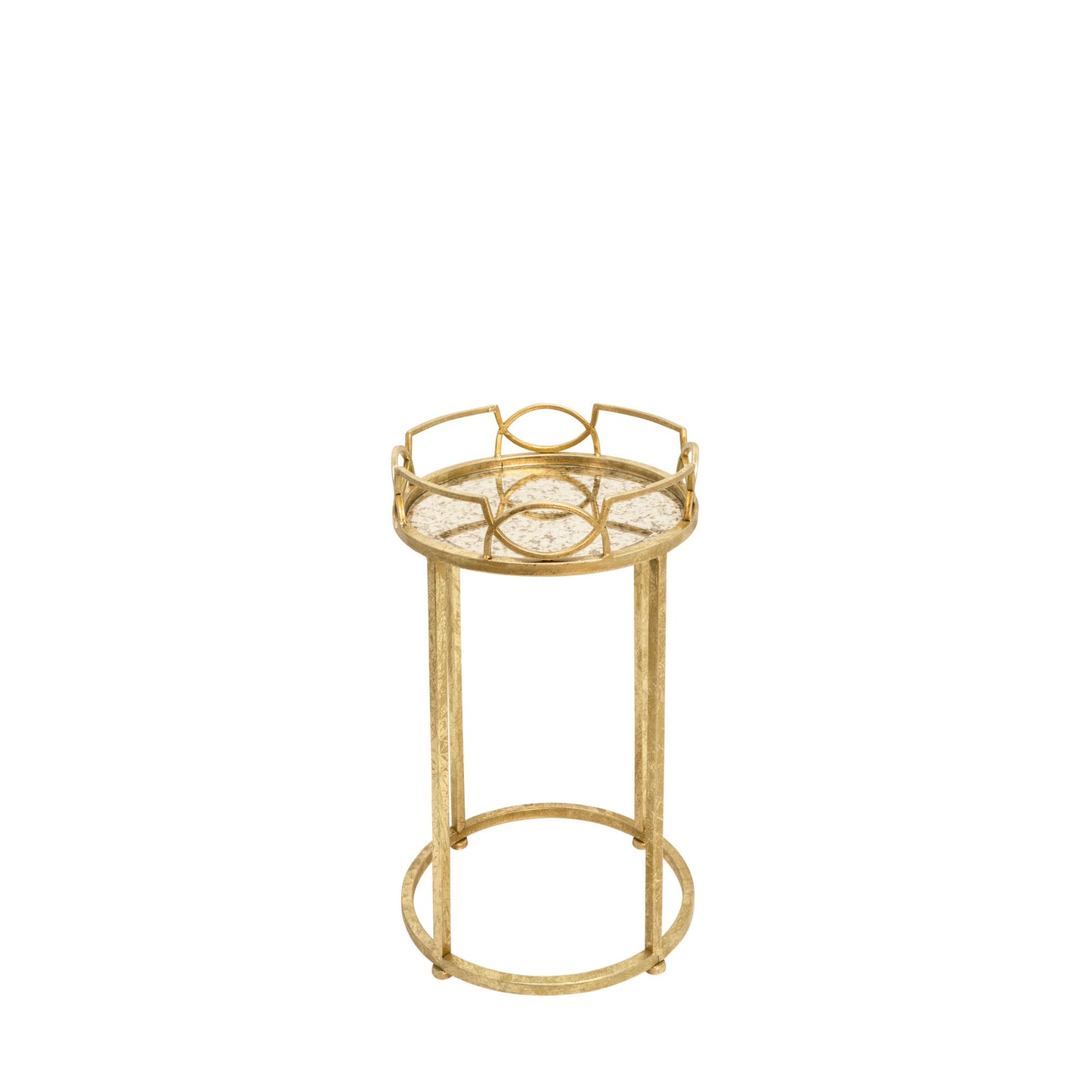 S/3 Gold Accent Tables, Aged Mirror Top