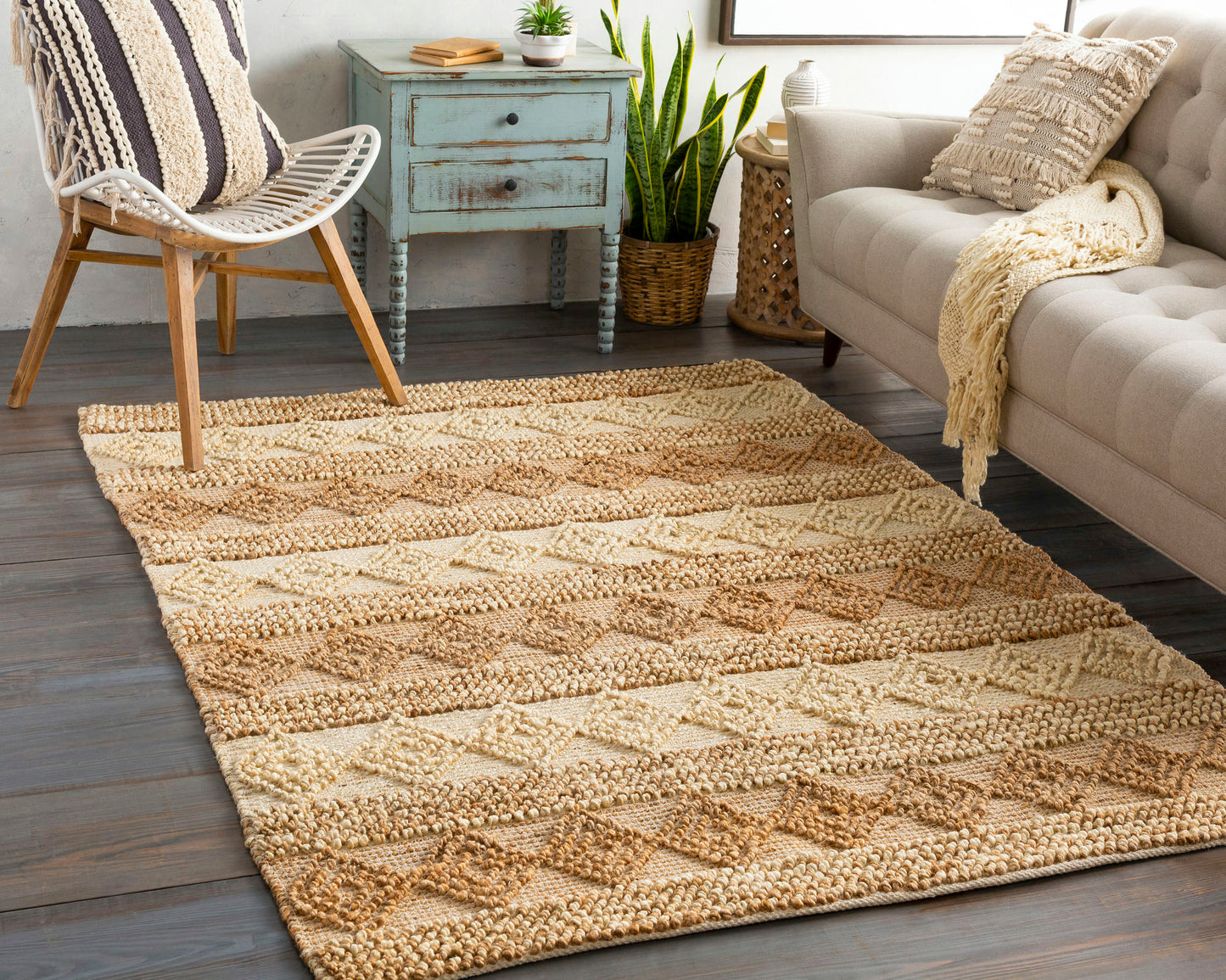 Surya Farmhouse Naturals Beige Rug 2'6" X 8'