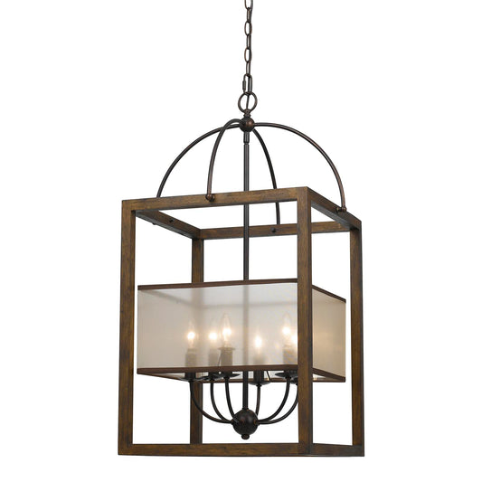 Wood Rubber wood/metal Rectangular - Chandelier