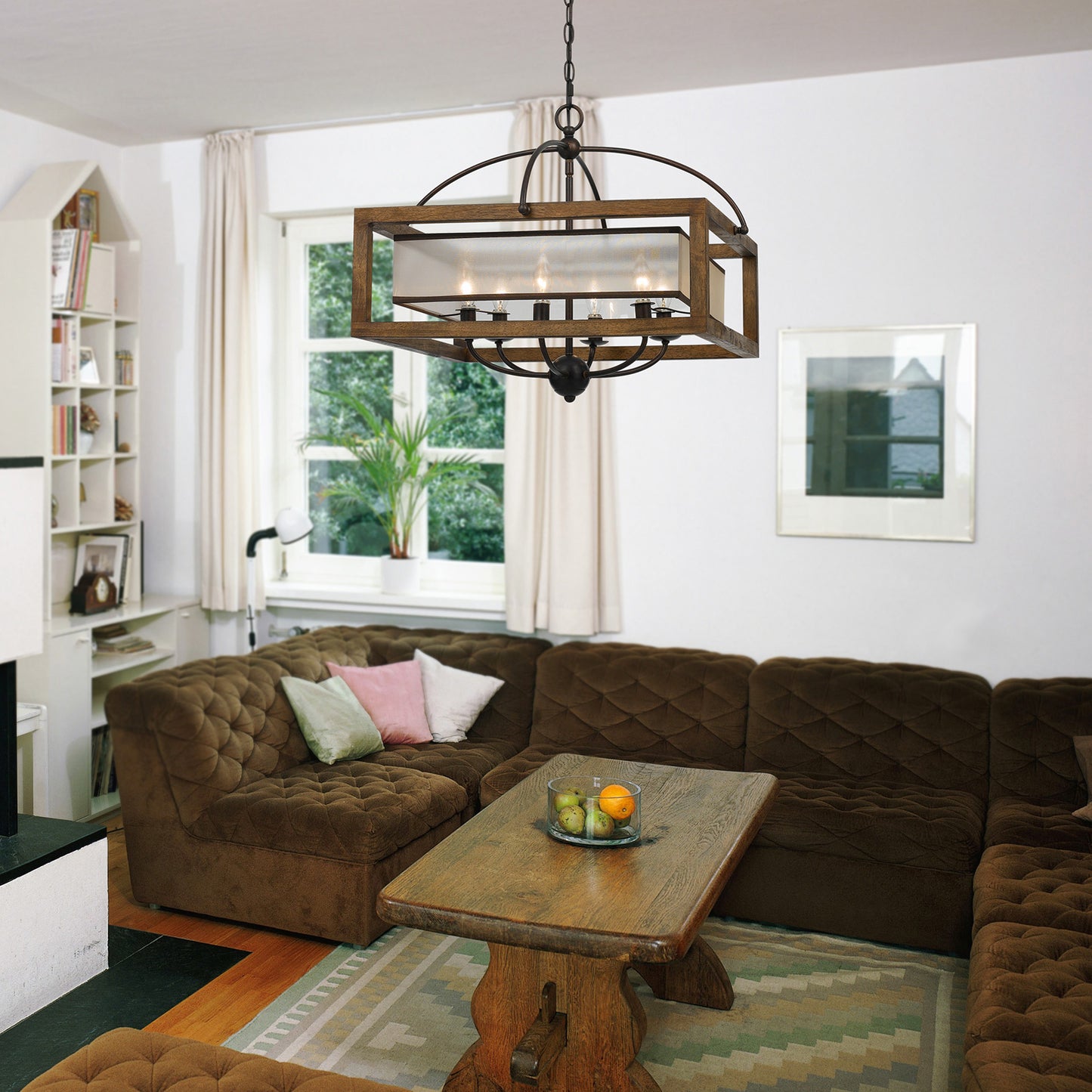 Wood Rubber wood/metal Square - Chandelier