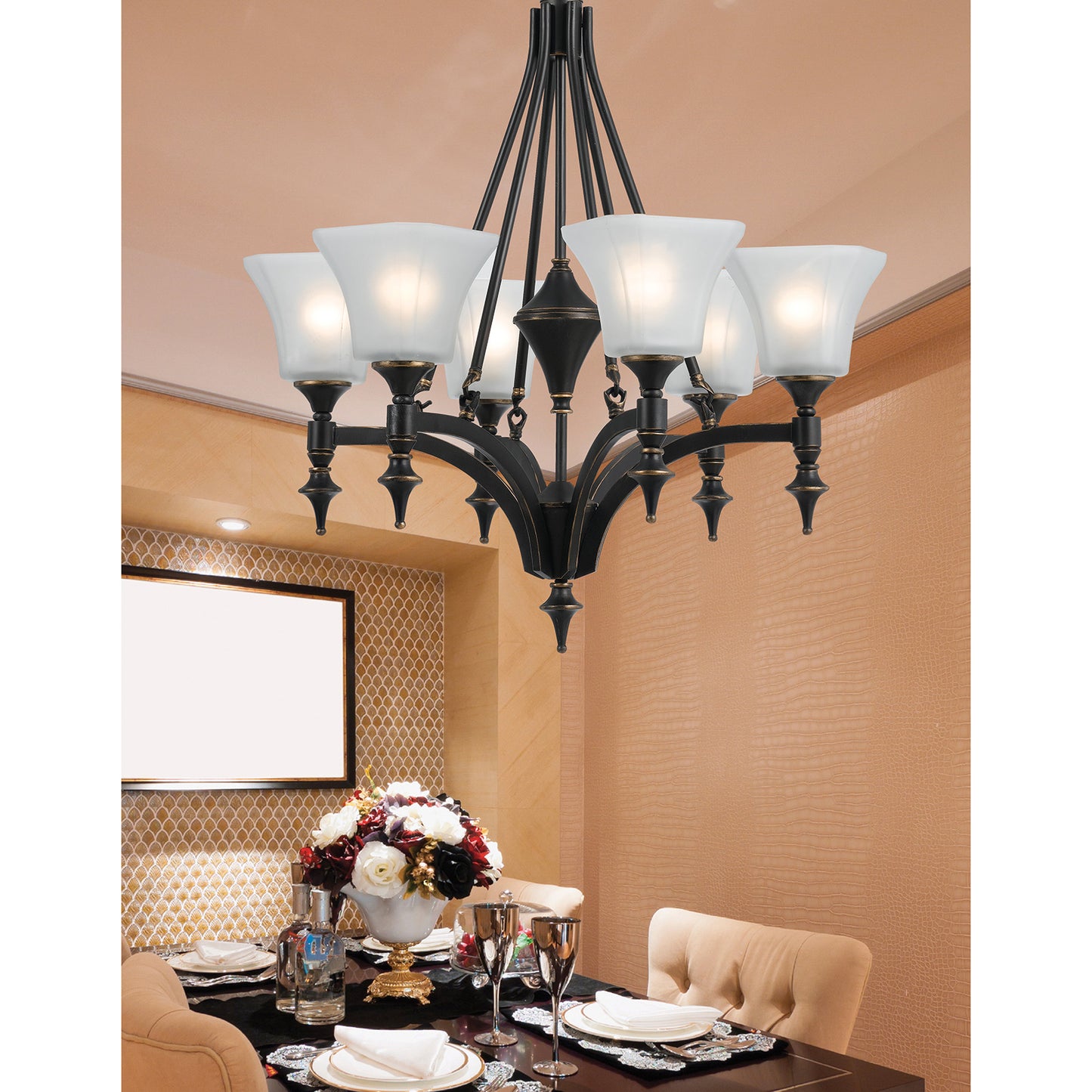 Dark bronze Metal Rockwood - Chandelier, FX-3541/6