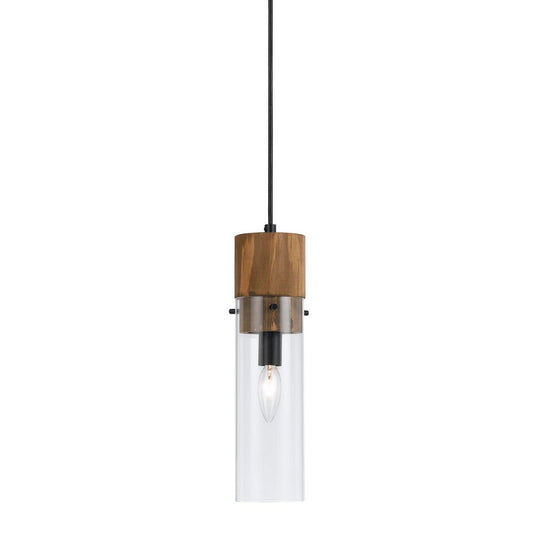 Black/wood Wood+metal Spehroid - Pendant