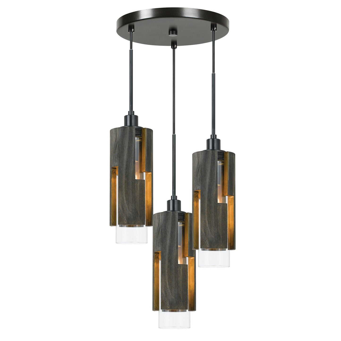 Wood/black Metal/wood Reggio - Chandelier, FX-3641-3