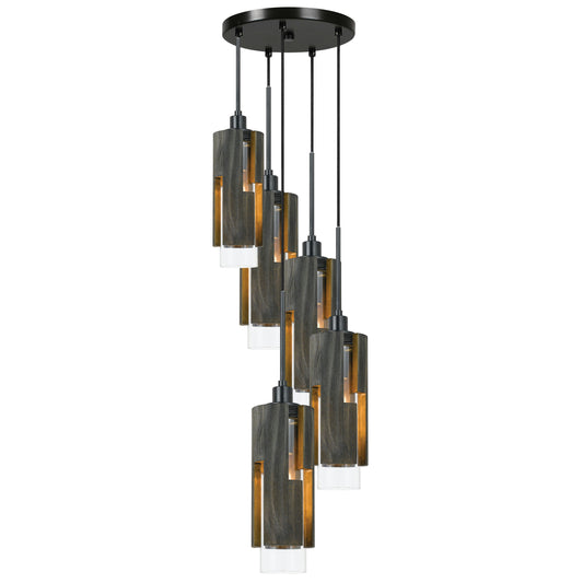 Wood/black Metal/wood Reggio - Chandelier, FX-3641-5