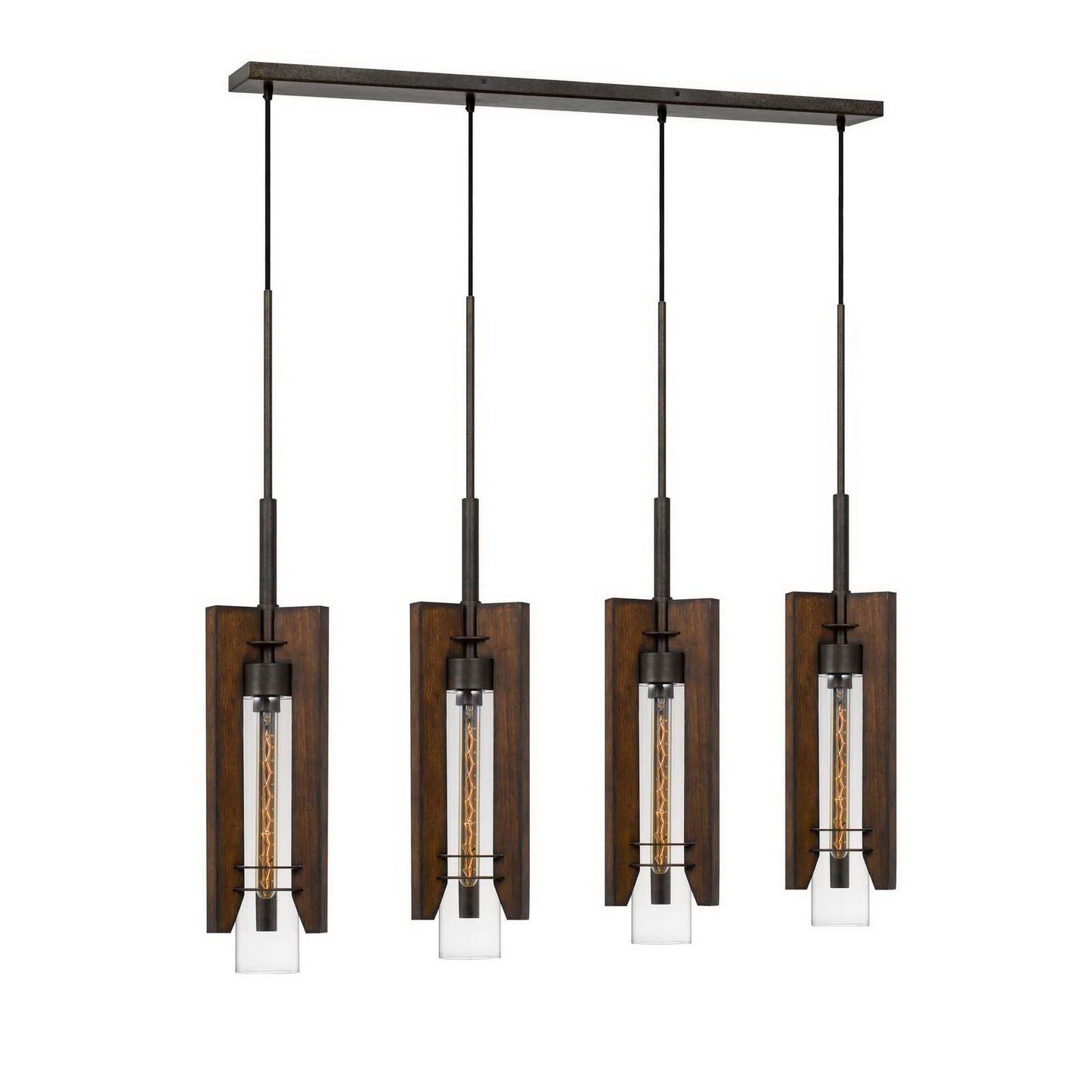 Pine/iron Glass/wood Almeria - Pendant, FX-3690-4