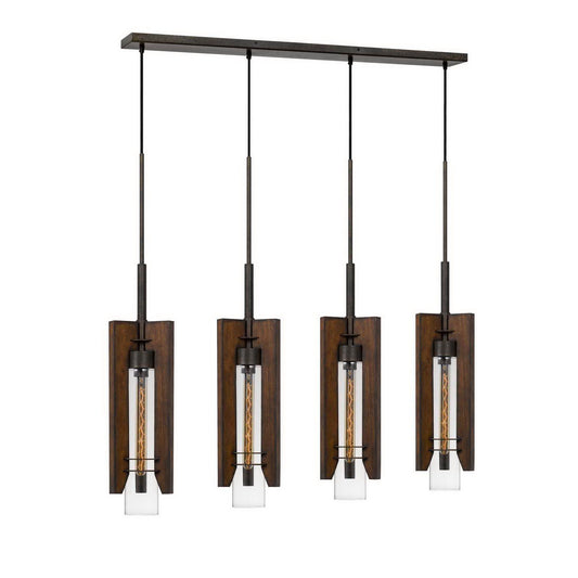 Pine/iron Glass/wood Almeria - Pendant, FX-3690-4