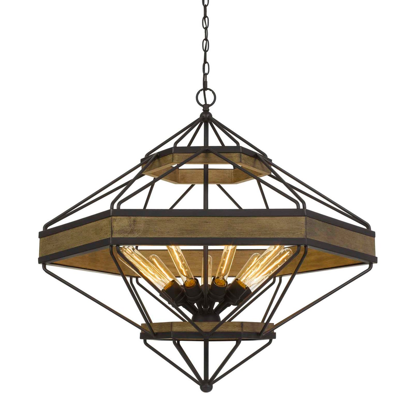 Wood/black Pine wood/metal Alicante - Chandelier, FX-3702-9