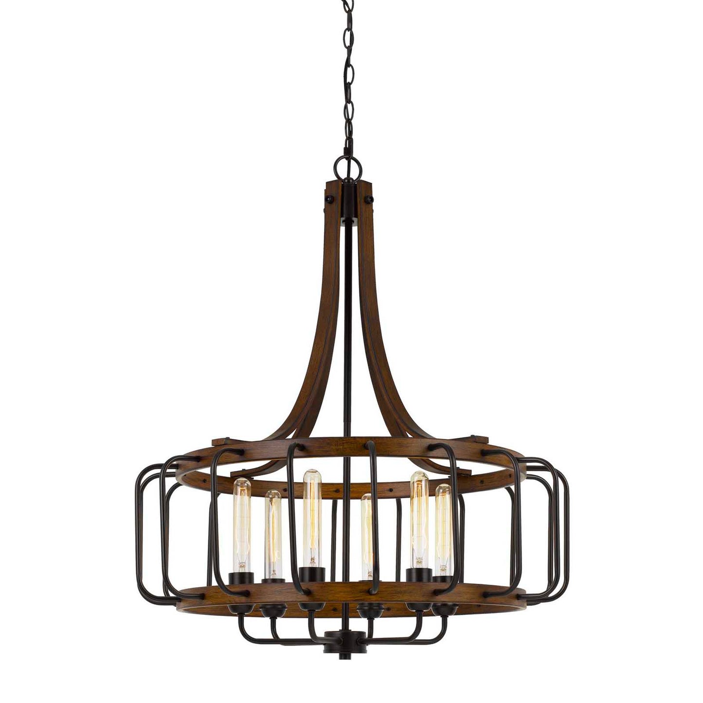 Iron/dark oak Metal Kellia - Chandelier, FX-3708-6