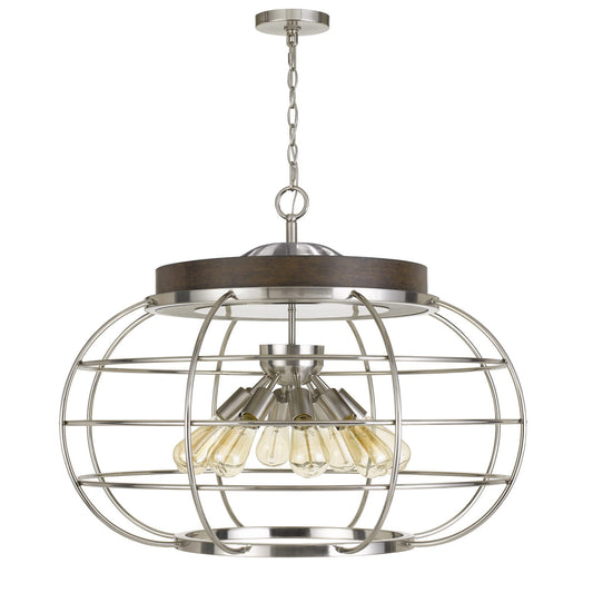 Brushed steel/wood Metal Liberty - Chandelier, FX-3719-8