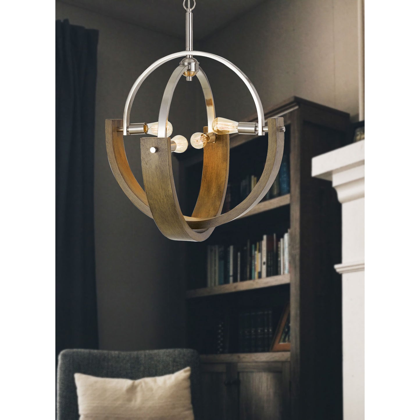 Brushed steel Metal Rauma - Chandelier, FX-3741-4