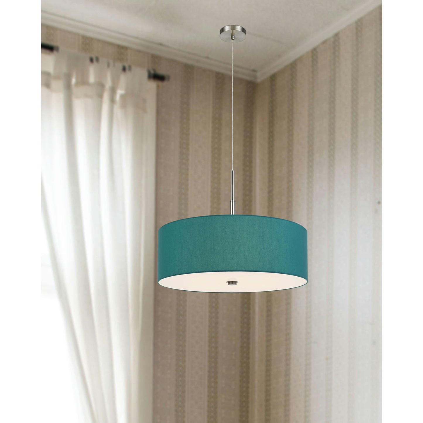 Aqua blue Metal, fabric Lonoke - Chandelier, pendant