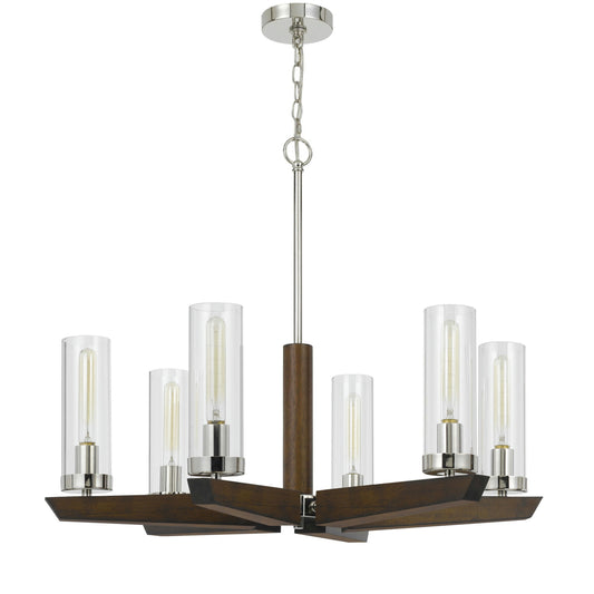 Wood/brushed steel Metal/wood Ercolano - Chandelier, FX-3756-6