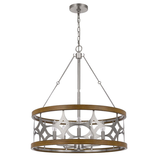 Brushed steel/oak Metal Abingdon - Chandelier