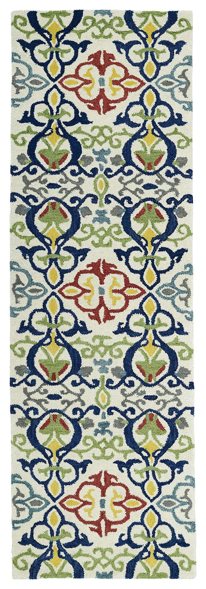 Kaleen Global Inspiration Collection Ivory Navy Throw Rug 2' x 3'