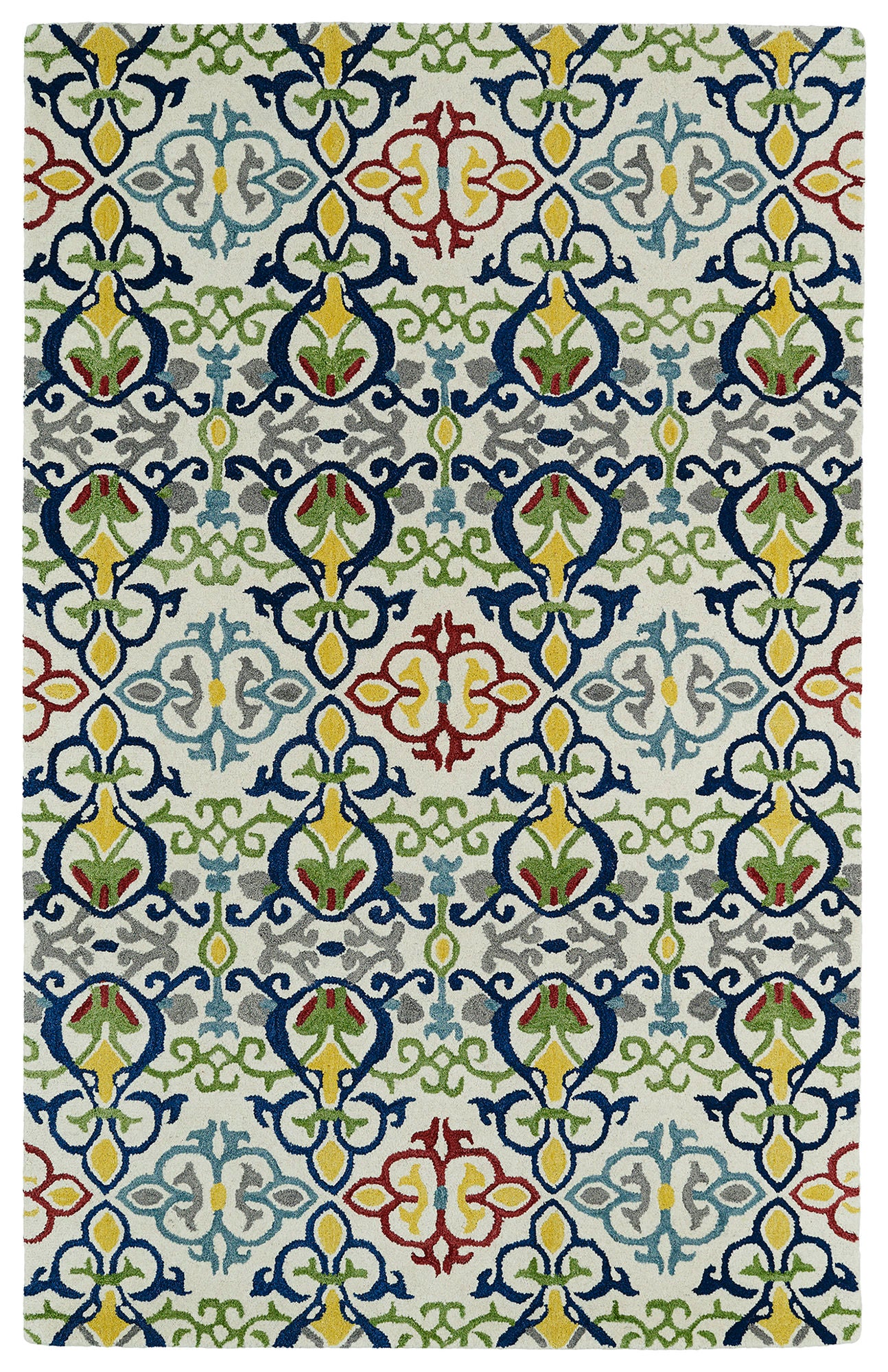 Kaleen Global Inspiration Collection Ivory Navy Throw Rug 2' x 3'