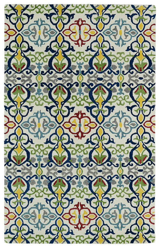 Kaleen Global Inspiration Collection Ivory Navy Area Rug 8' x 10'