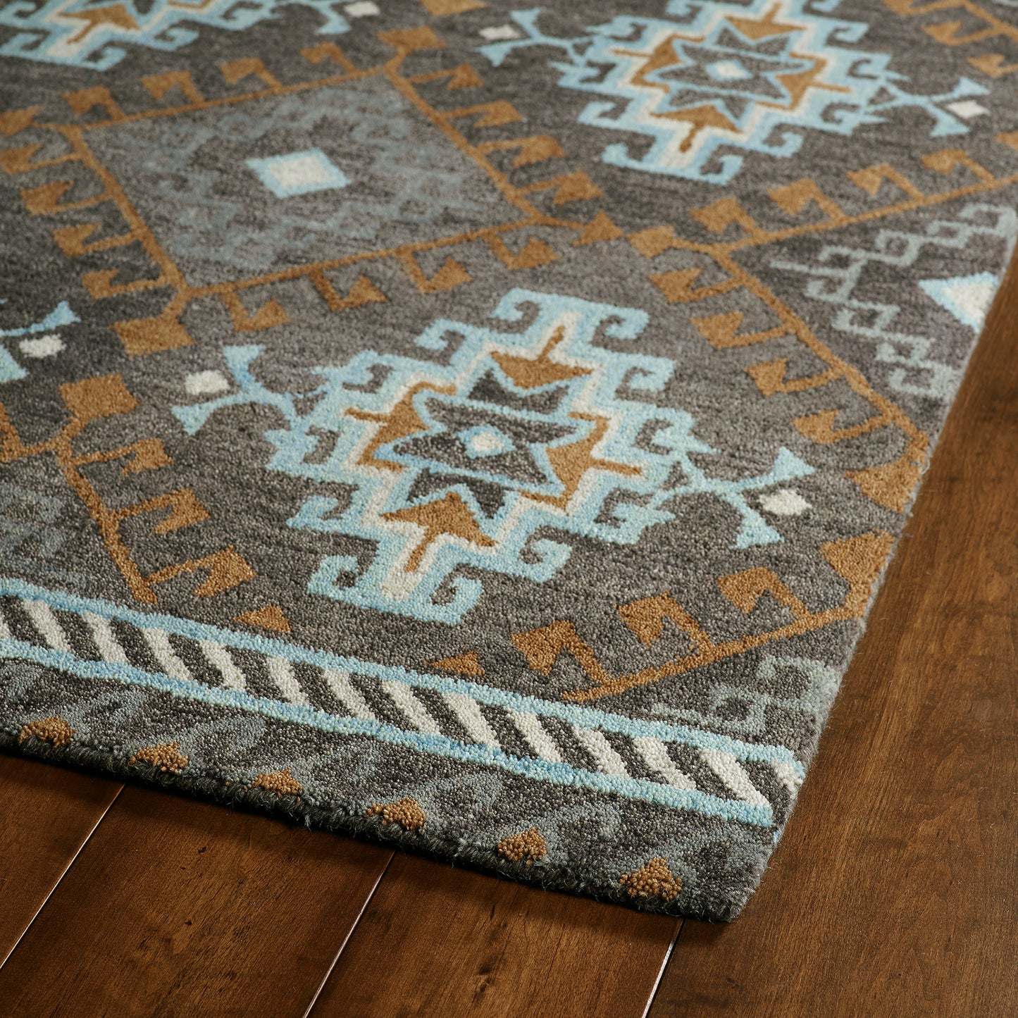 Kaleen Global Inspiration Collection Dark Gray Gray Runner 2'6" x 8'