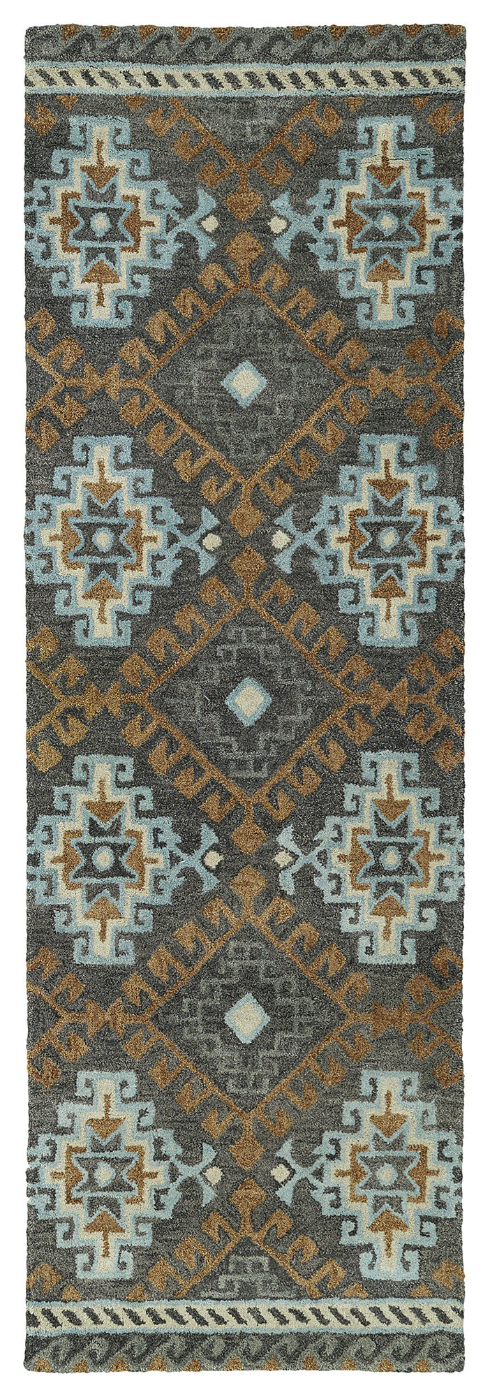 Kaleen Global Inspiration Collection Dark Gray Gray Runner 2'6" x 8'