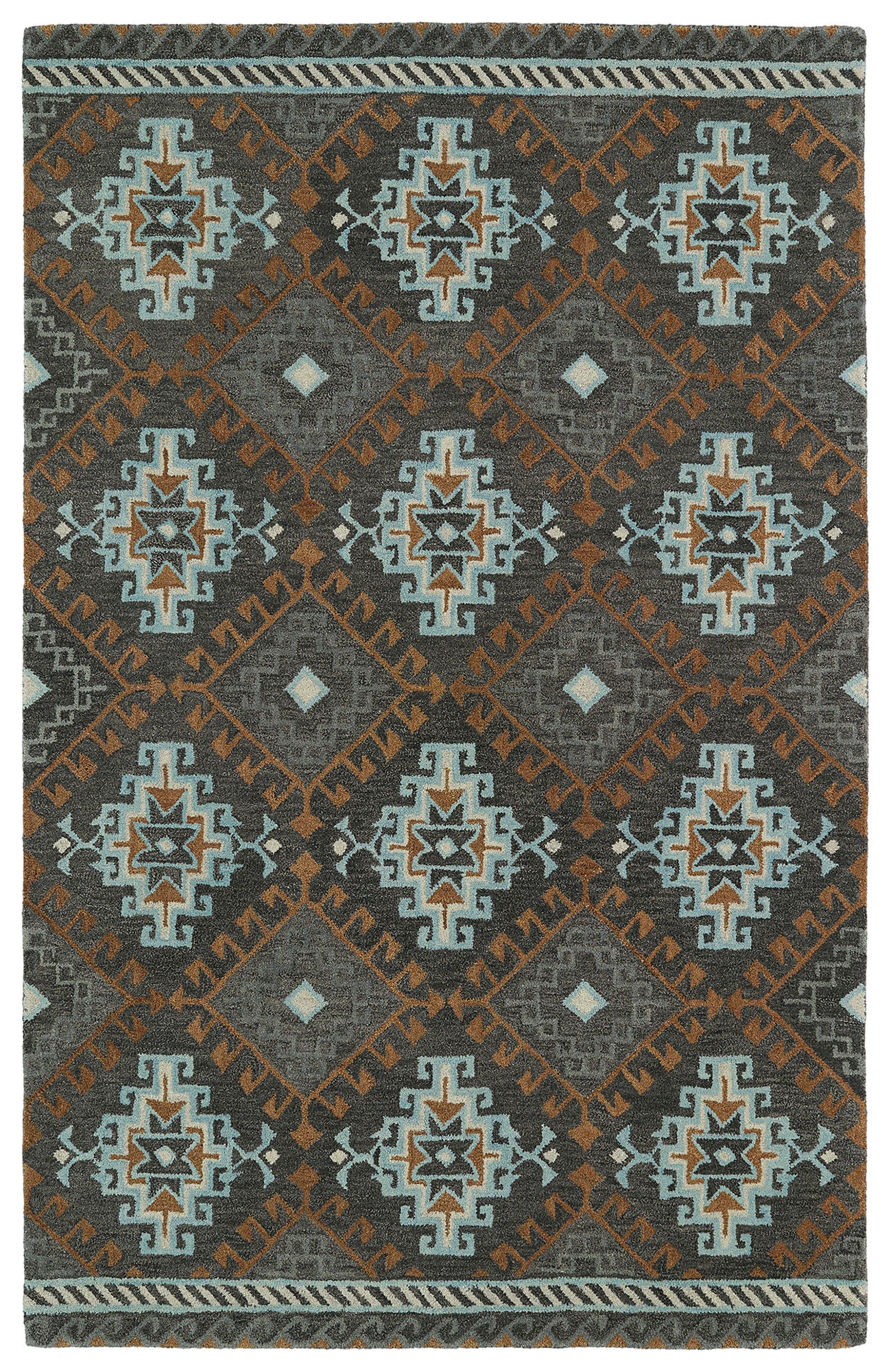 Kaleen Global Inspiration Collection Dark Gray Gray Runner 2'6" x 8'