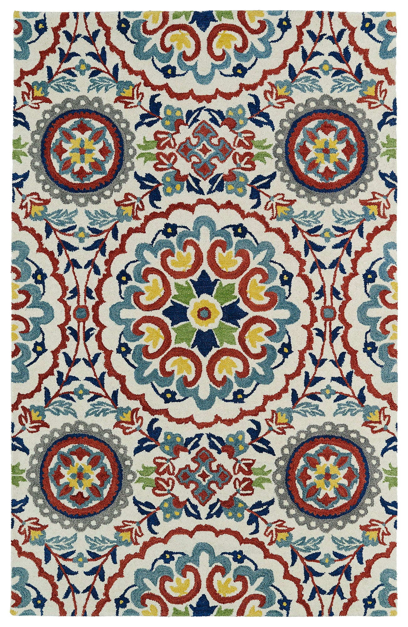 Kaleen Global Inspiration Collection Light Ivory Throw Rug 2' x 3'