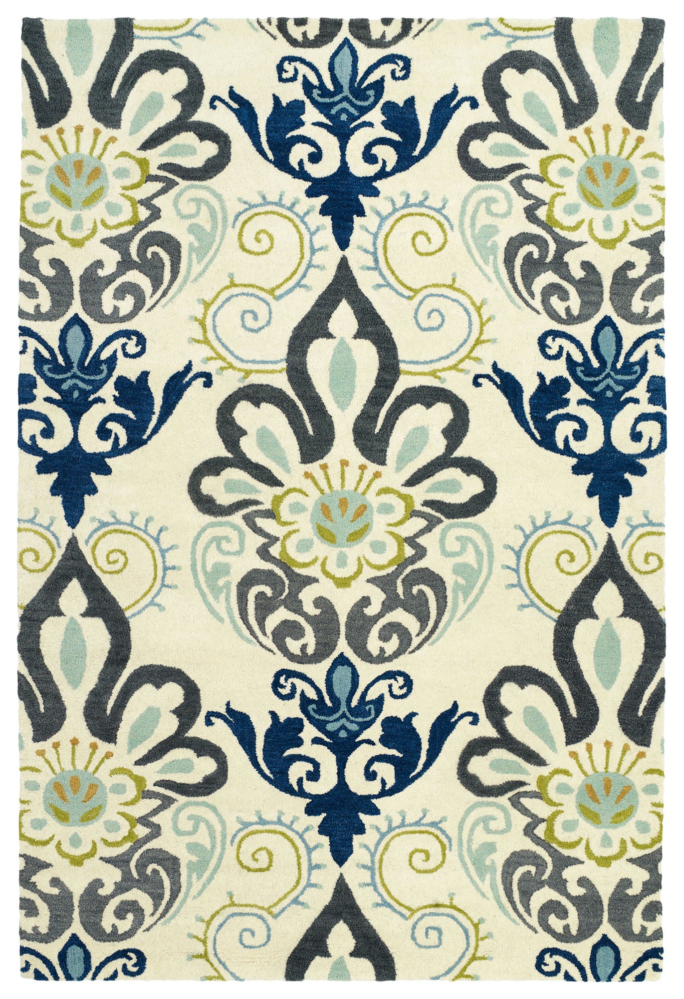 Kaleen Global Inspiration Collection Ivory Charcoal Throw Rug 2' x 3'