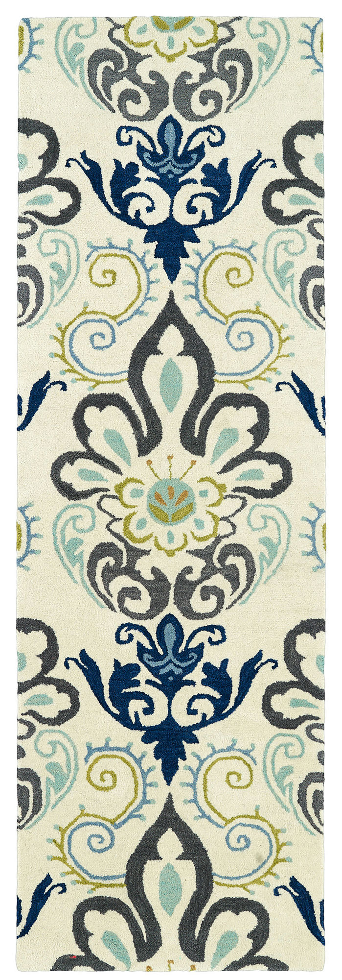 Kaleen Global Inspiration Collection Ivory Charcoal Runner 2'6" x 8'