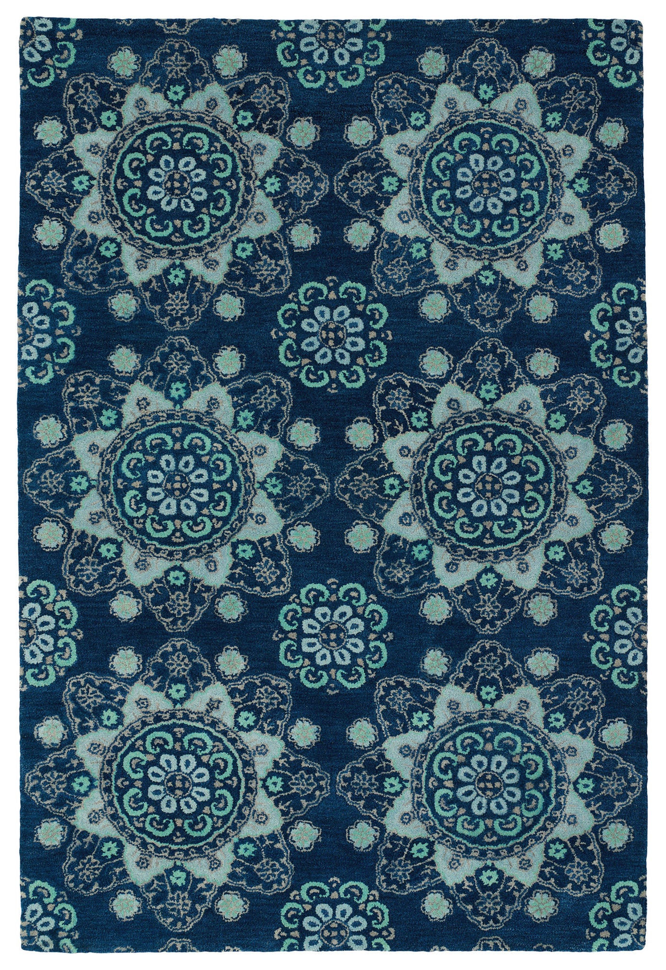 Kaleen Global Inspiration Collection Dark Navy Throw Rug 2' x 3'