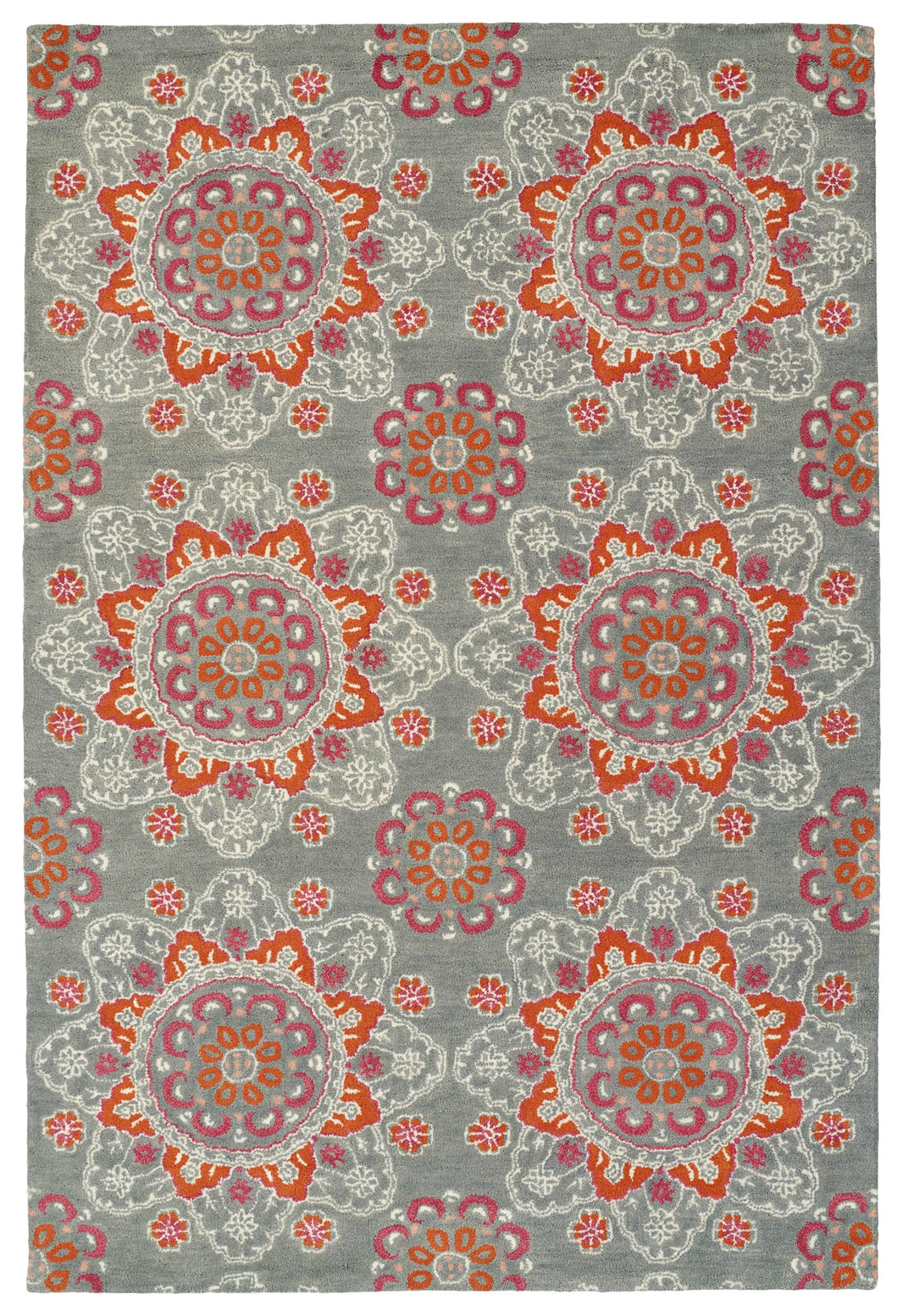 Kaleen Global Inspiration Collection Gray Ivory Throw Rug 2' x 3'