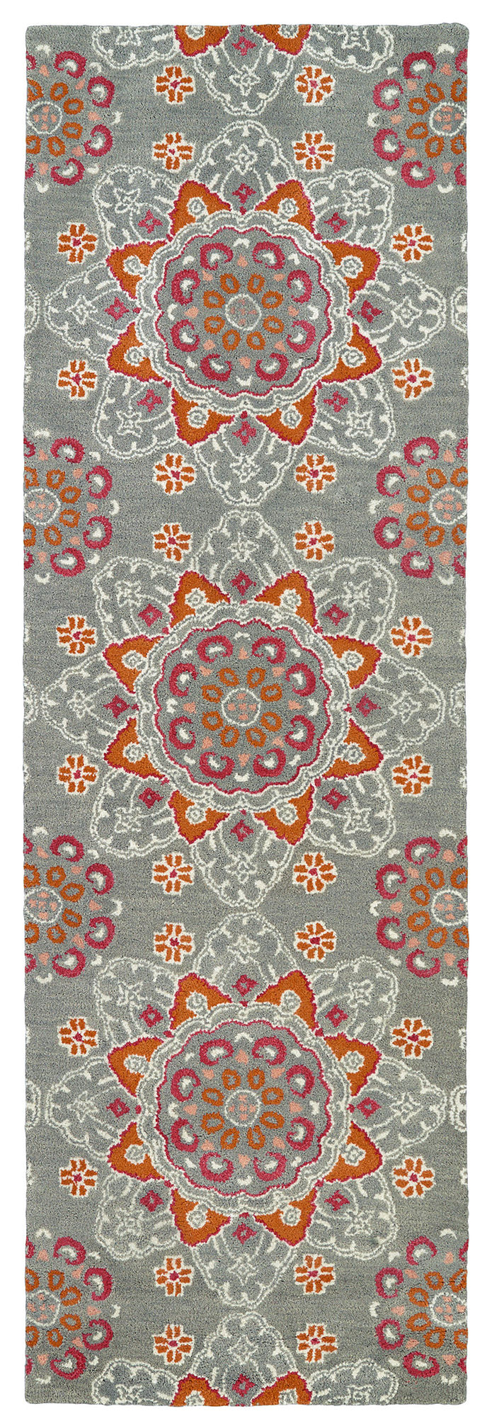 Kaleen Global Inspiration Collection Gray Ivory Throw Rug 2' x 3'