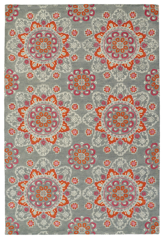 Kaleen Global Inspiration Collection Gray Ivory Area Rug 5' x 7'9"