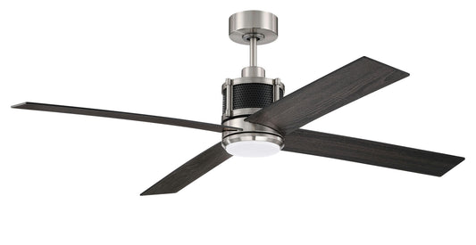 56" Gregory Fan, Brushed Nickel and Flat Black Finish, Blades Included