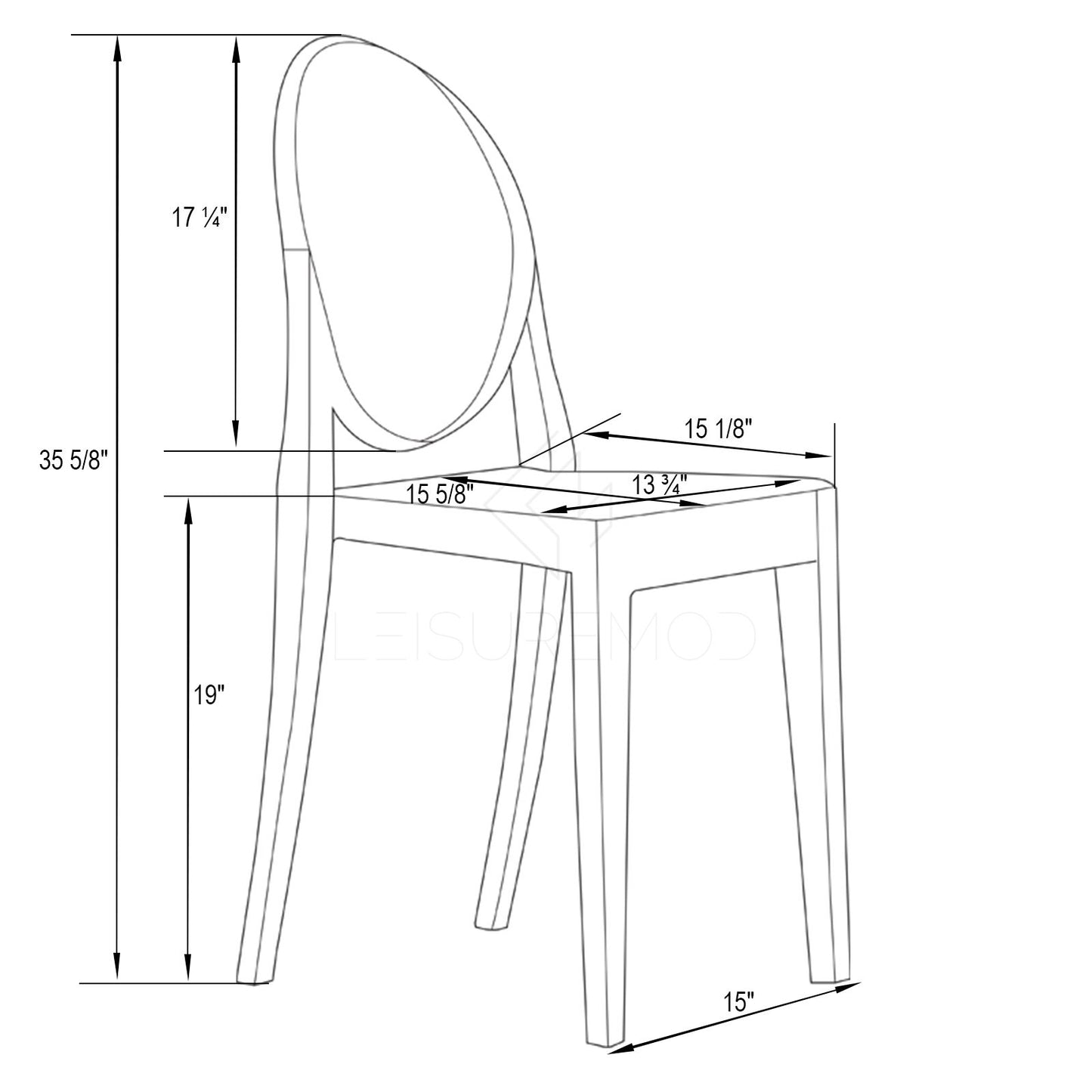 LeisureMod Marion Transparent Acrylic Modern Chair, Set of 2