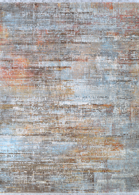 Couristan Halli Modern Edge Sky Blue-Multi Runner Rug 2'6"x 8'