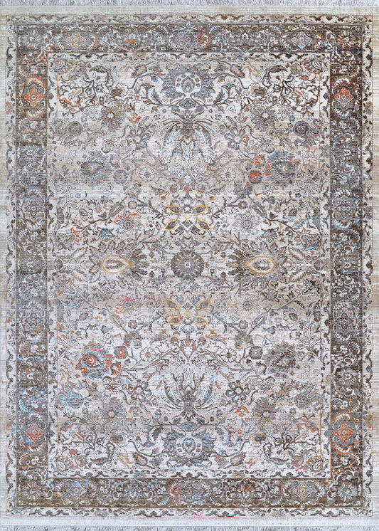 Couristan Halli Floral Kashan Beige-Mocha Rug 8' x 10'