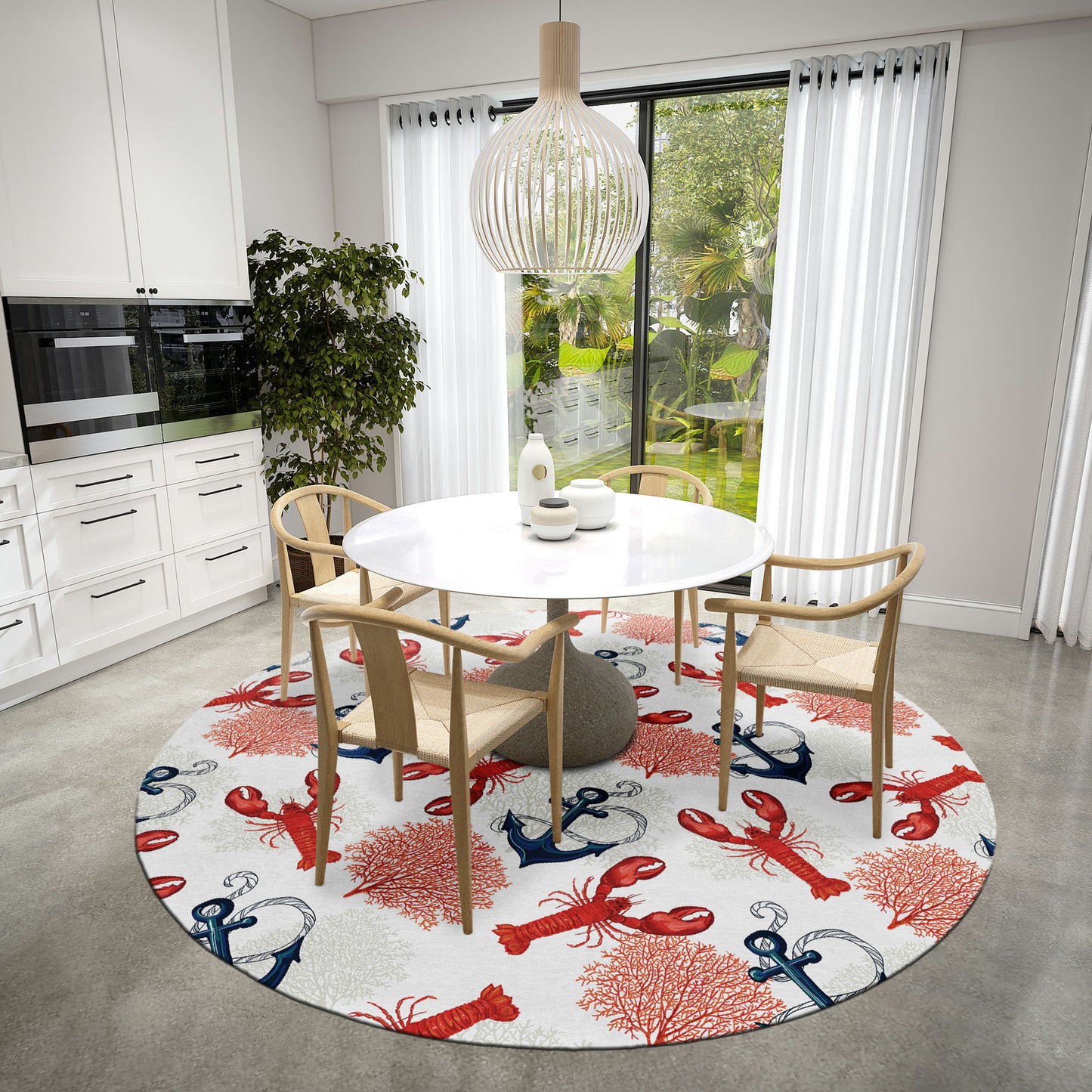 Indoor/Outdoor Harbor HA4 Ivory Washable 8' x 8' Round Rug