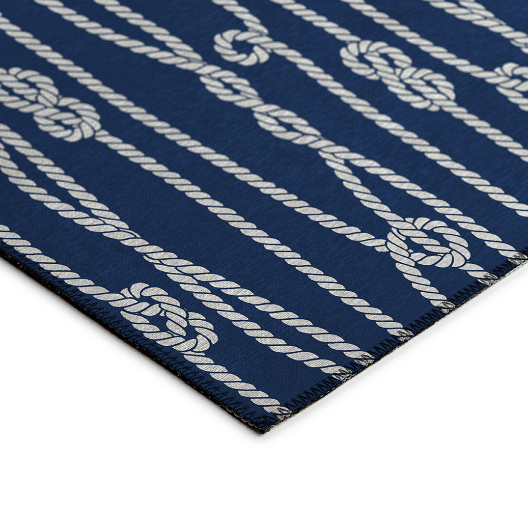 Indoor/Outdoor Harbor HA7 Navy Washable 10' x 14' Rug