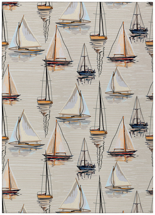 Indoor/Outdoor Harbor HA8 Ivory Washable 10' x 14' Rug