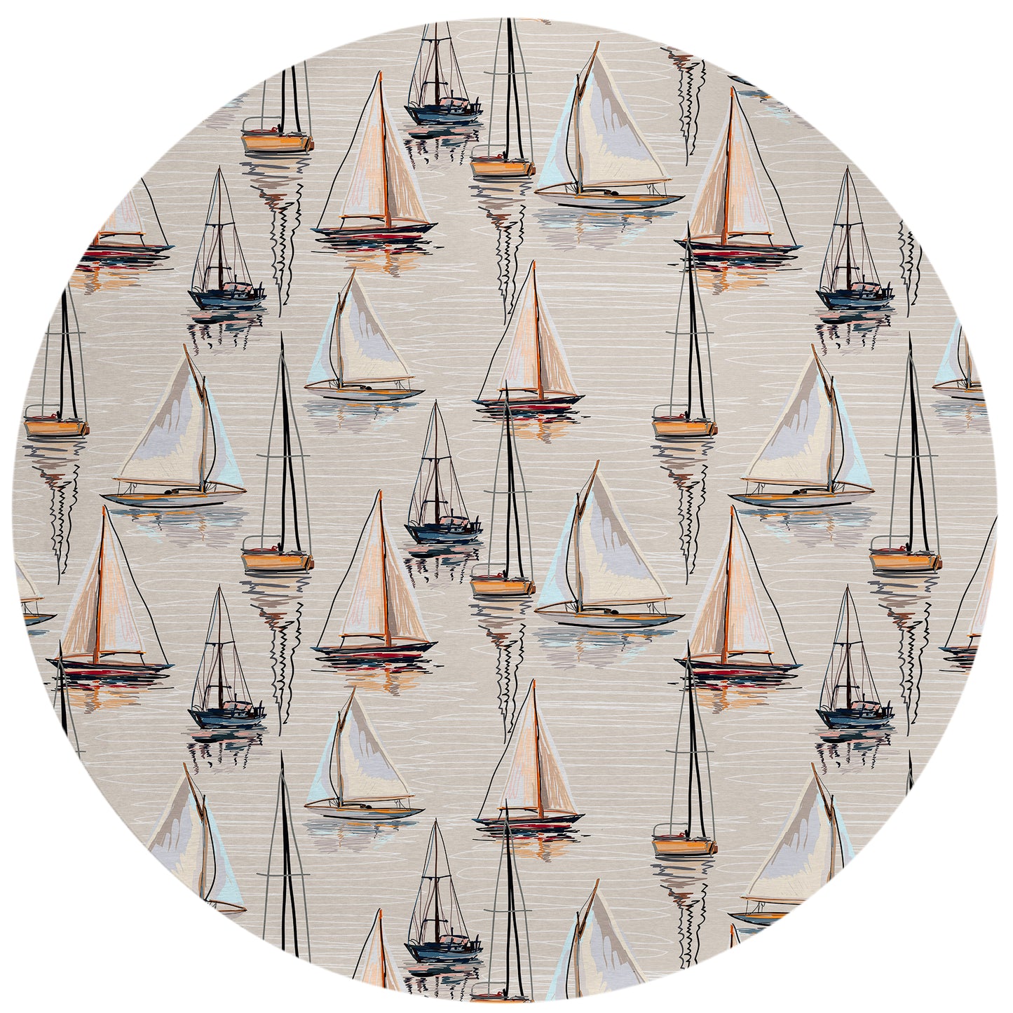 Indoor/Outdoor Harbor HA8 Ivory Washable 8' x 8' Round Rug