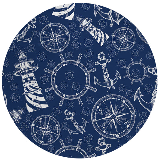 Indoor/Outdoor Harbor HA9 Navy Washable 8' x 8' Round Rug